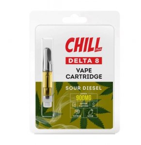 Chill Plus Delta-8 Vape Cartridge - Sour Diesel - 900mg (1ml)