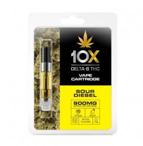 10X Delta-8 THC - Sour Diesel Vape Cartridge - 900mg (1ml)