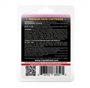 Liquid Gold Delta-8 THC Vape Cartridge - Grape Ape - 900mg