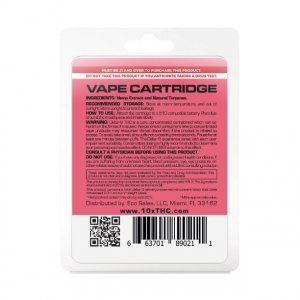 10X Delta-8 THC - Strawberry Cough Vape Cartridge - 900mg
